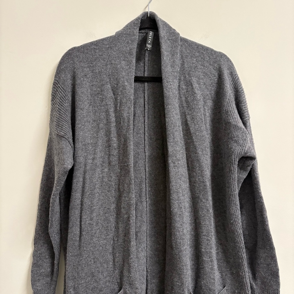 Athleta Spirit Cashmere Wool Cardigan Open Front Long Line in Gray Womens S - Picture 4 of 8
